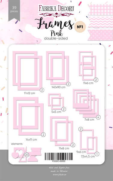 Set of cardboard photo frames #1, Pink, 39 pcs - foto 0