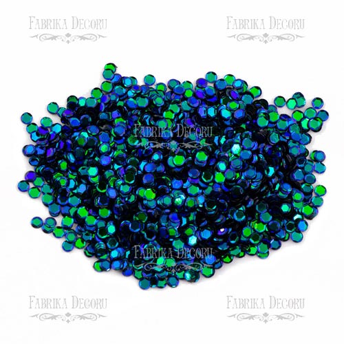 Sequins Round rosettes mini, dark blue with green nacre, #504 - foto 0