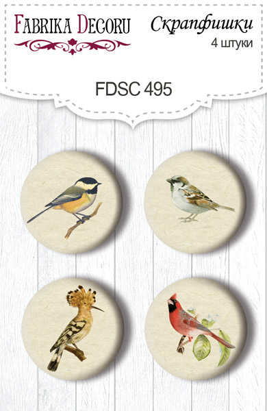 Set of 4pcs flair buttons for scrabooking Summer botanical diary #495