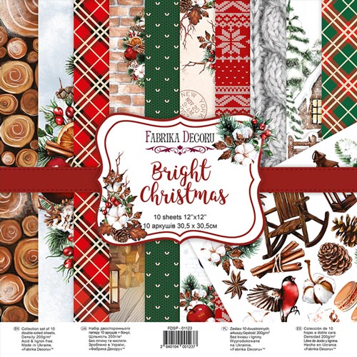 Zestaw papieru do scrapbookingu Bright Christmas, 30,5 cm x 30,5 cm - Fabrika Decoru