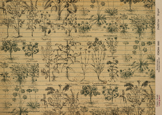 Kraft decoupage paper, 21x29,7cm, “Botanica Vintage”, #0085