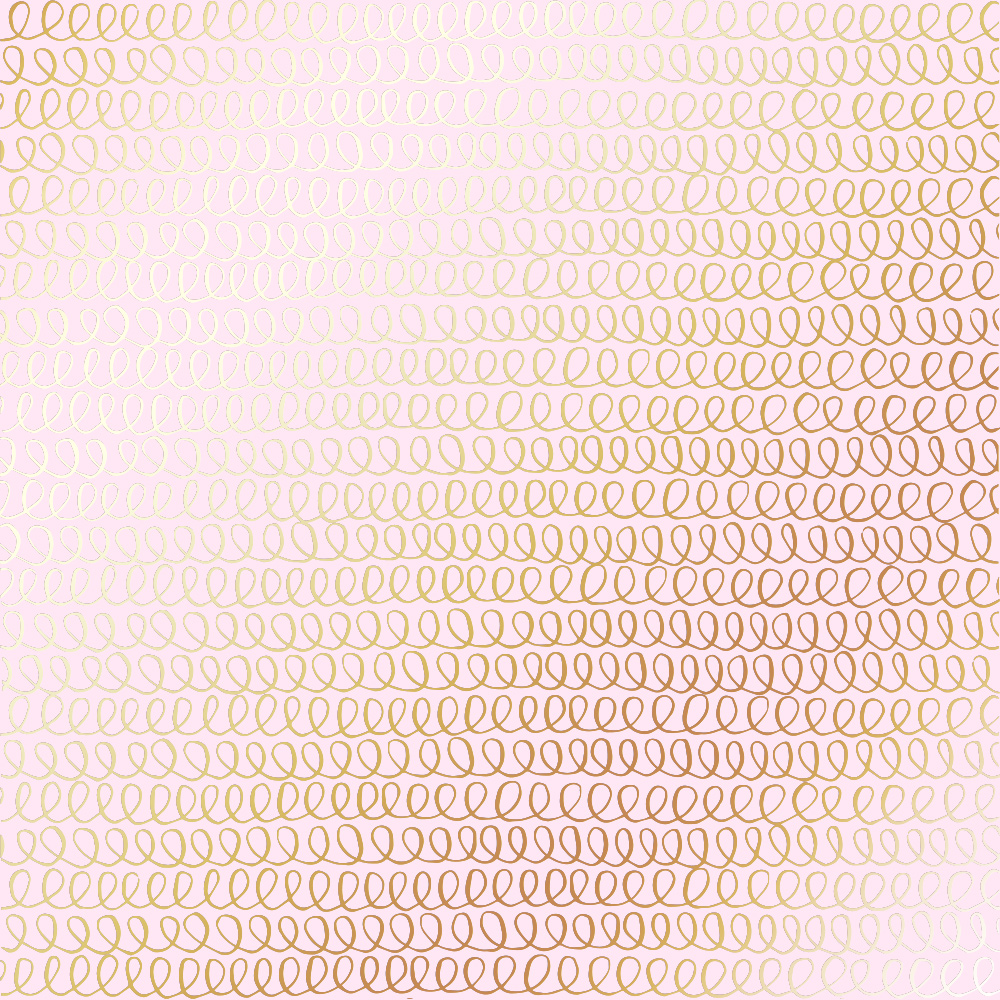 Blatt aus einseitigem Papier mit Goldfolienprägung, Muster Golden Loops Hellrosa, 12"x12" - Fabrika Decoru
