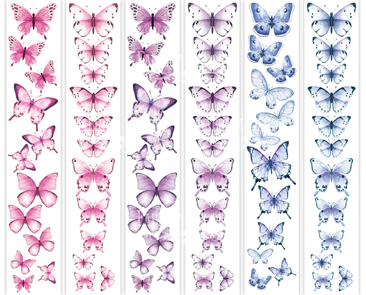 Set of stripes with pictures for decoration "Butterflies 1"