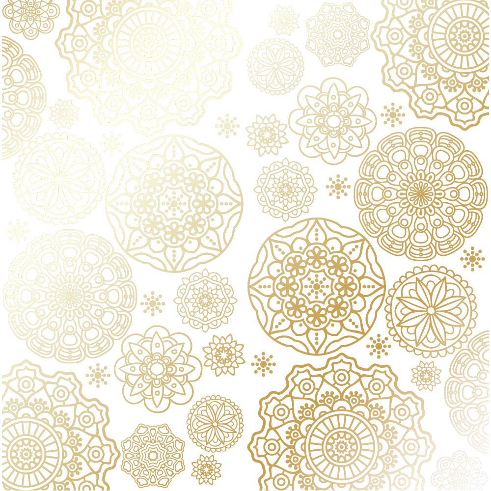 Sheet of single-sided paper with gold foil embossing, pattern "Golden Napkins White"