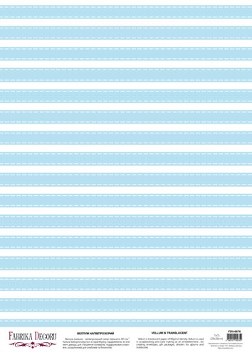 Arkusz kalki z nadrukiem, Deco Vellum, format A3 (11,7" х 16,5"), "Niebieski poziomy" - Fabrika Decoru