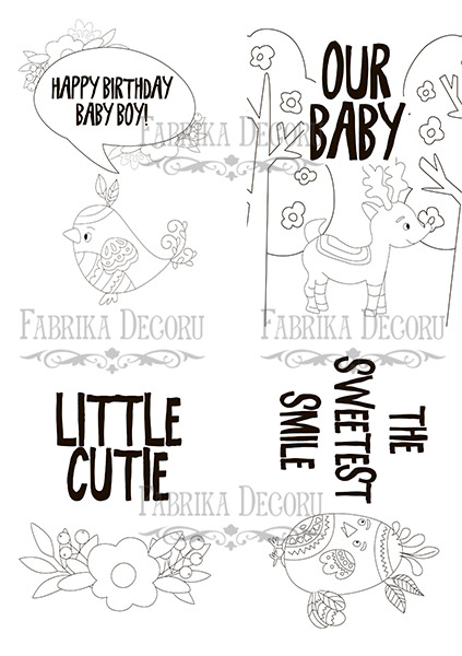 Set of 8pcs 10х15cm for coloring by markers Scandi Baby Boy EN - foto 0