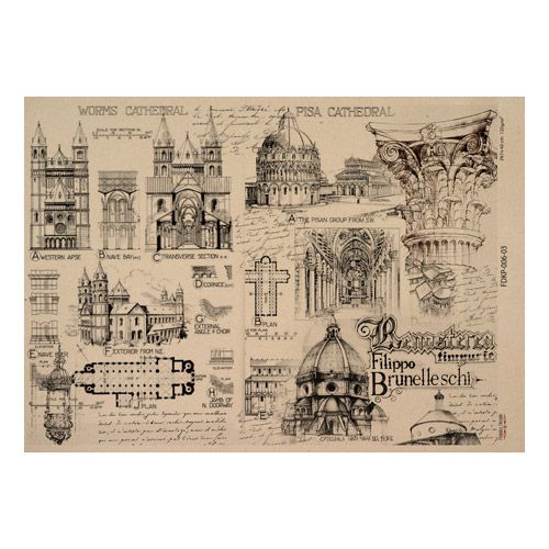 Kraftpapierbogen History and architecture #03, 42x29,7 cm - Fabrika Decoru