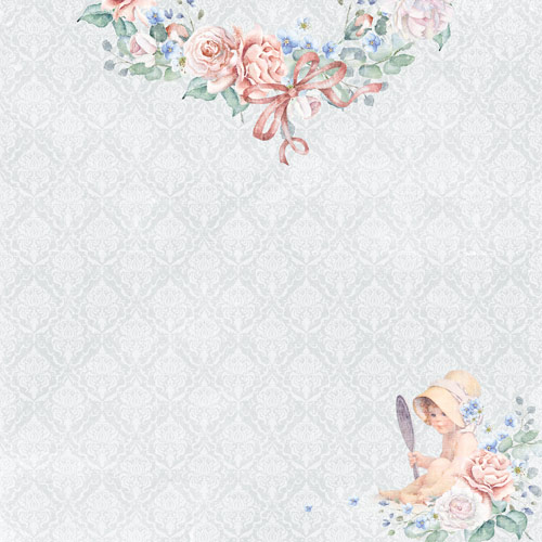 Double-sided scrapbooking paper set Shabby baby girl redesign 12"x12", 10 sheets - foto 0