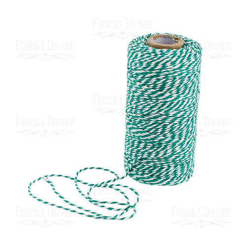 Cotton melange cord, color White with turquoise.