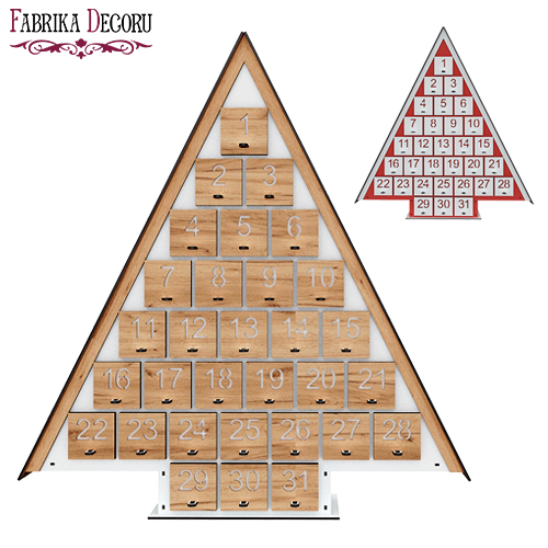 Adventskalender Weihnachtsbaum für 31 Tage mit ausgeschnittenen Zahlen, DIY - foto 0  - Fabrika Decoru