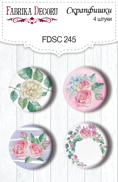 4er-Set Flair-Buttons zum Scrapbooking "Mysteriöser Garten 1" #245 - Fabrika Decoru