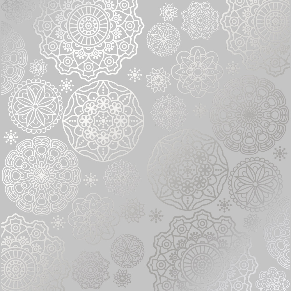 Sheet of single-sided paper embossed with silver foil, pattern Silver Napkins Gray 12"x12"
