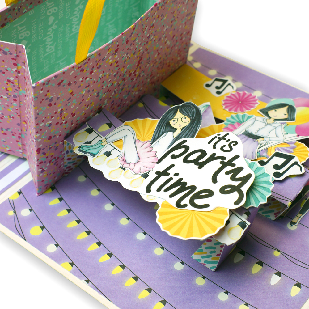 DIY-Kit für die Gestaltung einer "Party Girl" Pop-up-Karte 14 cm x 16 cm - foto 5  - Fabrika Decoru