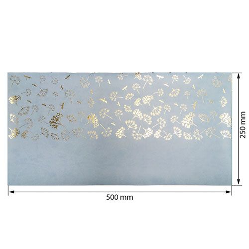 Piece of PU leather for bookbinding with gold pattern Golden Dill Blue, 50cm x 25cm - foto 0
