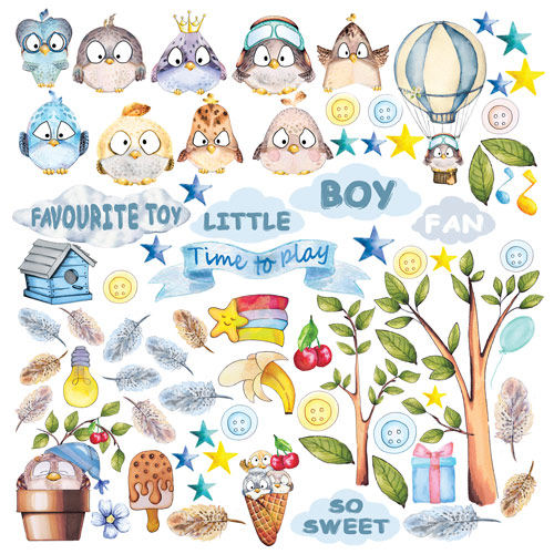 Doppelseitiges Scrapbooking-Papierset Cutie Sparrow Boy, 20 cm x 20 cm, 10 Blätter - foto 11  - Fabrika Decoru