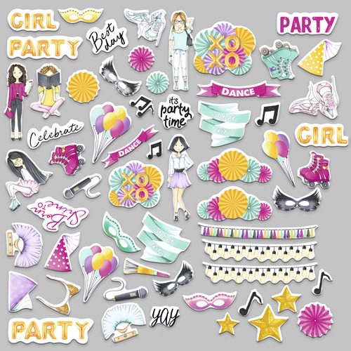 Set of die cuts Party girl, 61 pcs - foto 1