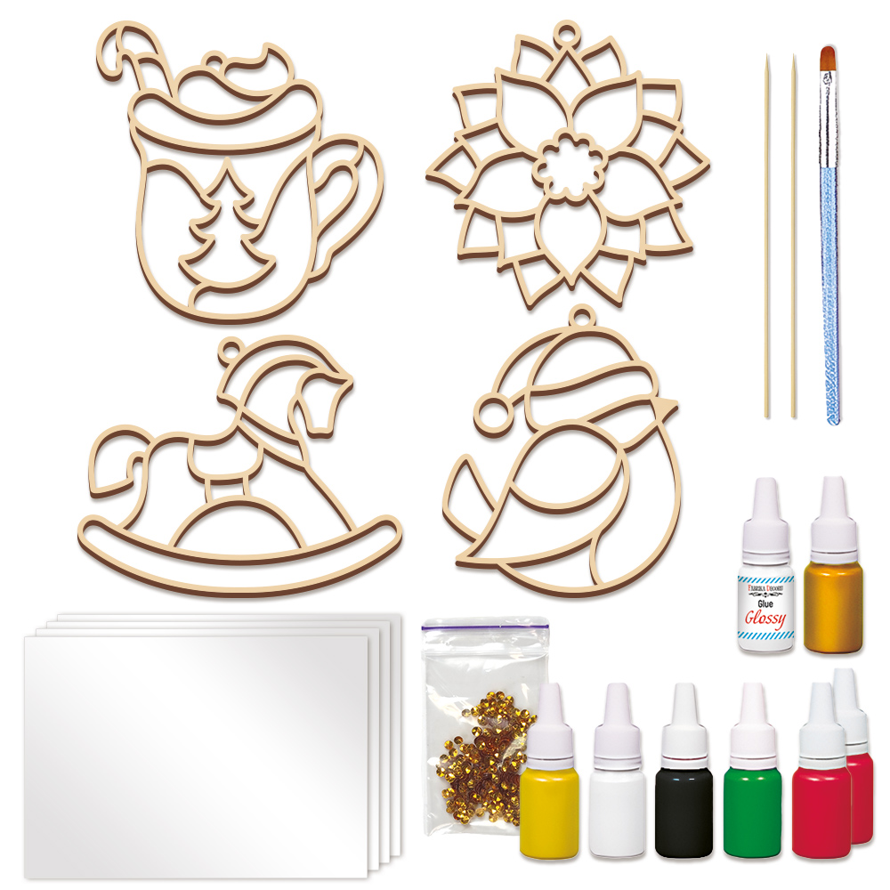 Набор Арт Витраж "Яркое Рождество", для витражной росписи по номерам - Фото 3