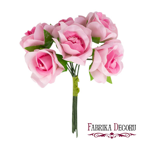 Rosenblüten, Farbe Rosa, 6St - Fabrika Decoru