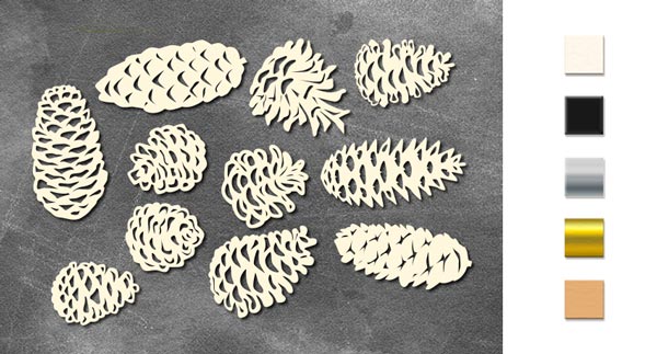 Chipboard embellishments set, Cones #766