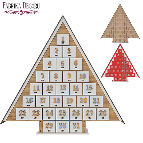 Adventskalender Weihnachtsbaum für 31 Tage mit Bandnummern, DIY - Fabrika Decoru