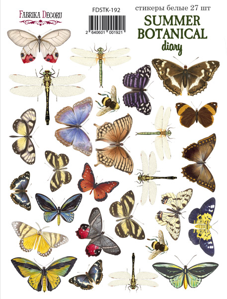 Zestaw naklejek, 27 szt, "Summer botanical diary"  #192 - Fabrika Decoru