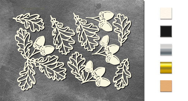 Chipboard embellishments set, Autumn botanical diary #738