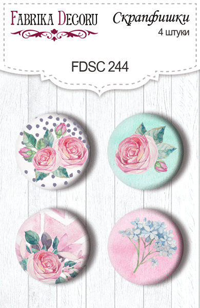 Zestaw 4 ozdobnych buttonów "Mysterious garden" #244 - Fabrika Decoru