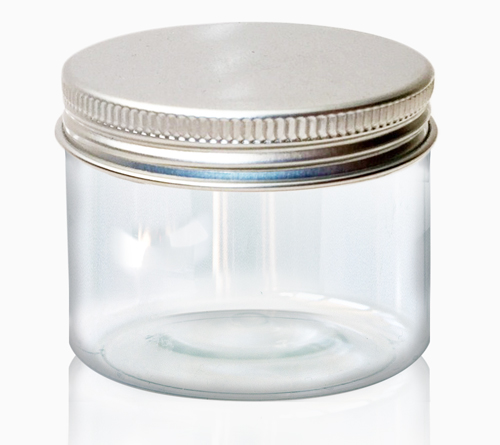 Plastikgefäß 50 ml, transparent, mit Zinndeckel - Fabrika Decoru