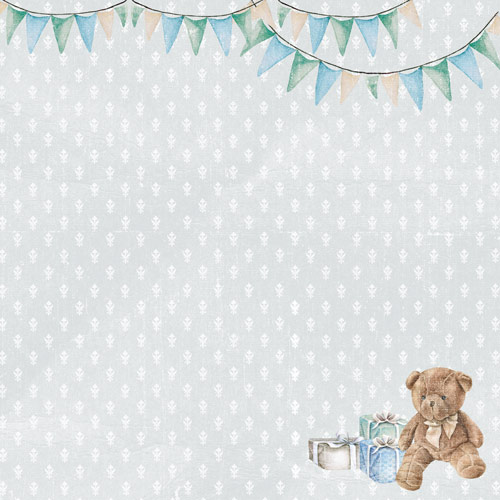 Double-sided scrapbooking paper set Shabby baby boy redesign 12"x12", 10 sheets - foto 2