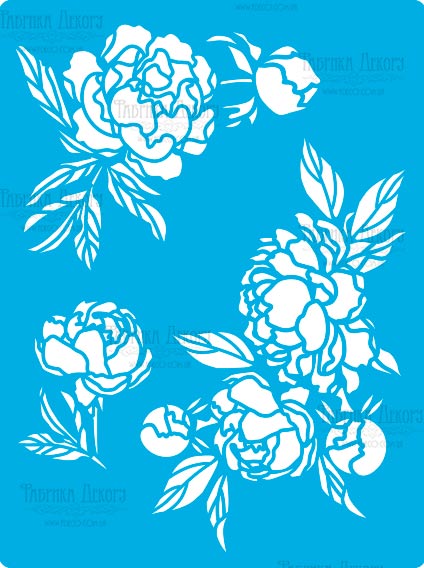 Stencil reusable, 15x20cm Peony passion, #418