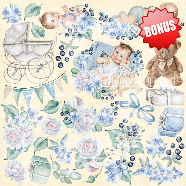 Doppelseitiges Scrapbooking-Papierset "Shabby Baby Boy Redesign", 20 x 20 cm, 10 Blätter - foto 10  - Fabrika Decoru