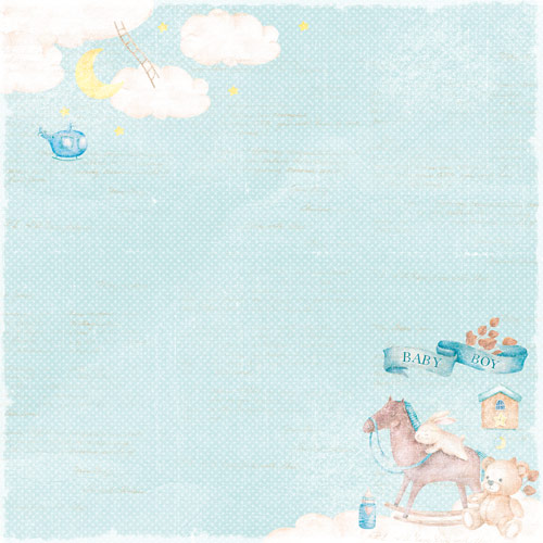 Double-sided scrapbooking paper set Dreamy baby boy 12"x12", 10 sheets - foto 5