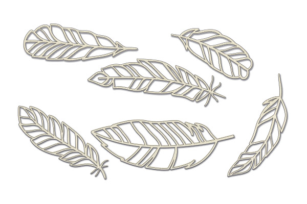 Chipboard embellishments set, Feathers #491