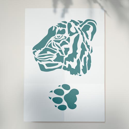 Трафарет многоразовый, 15 см x 20 см, Голова тигра, #420 - Фото 1