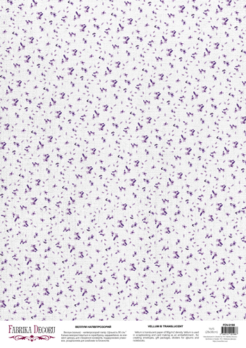 Deco vellum colored sheet Purple flowers, A3 (11,7" х 16,5")