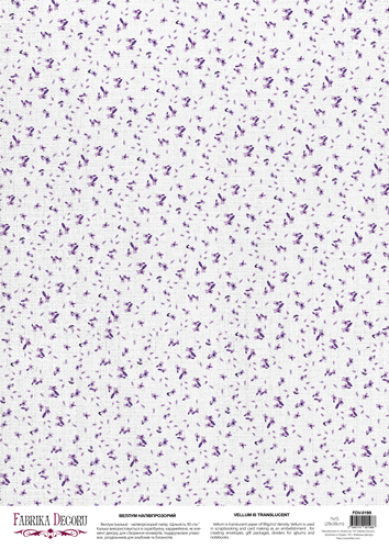 Deco vellum colored sheet Purple flowers, A3 (11,7" х 16,5")