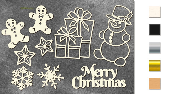 Chipboard embellishments set, Christmas set  #640