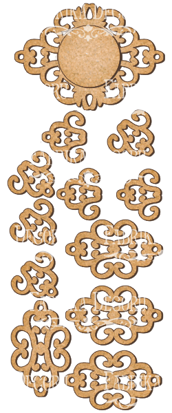 Set of MDF ornaments for decoration #83