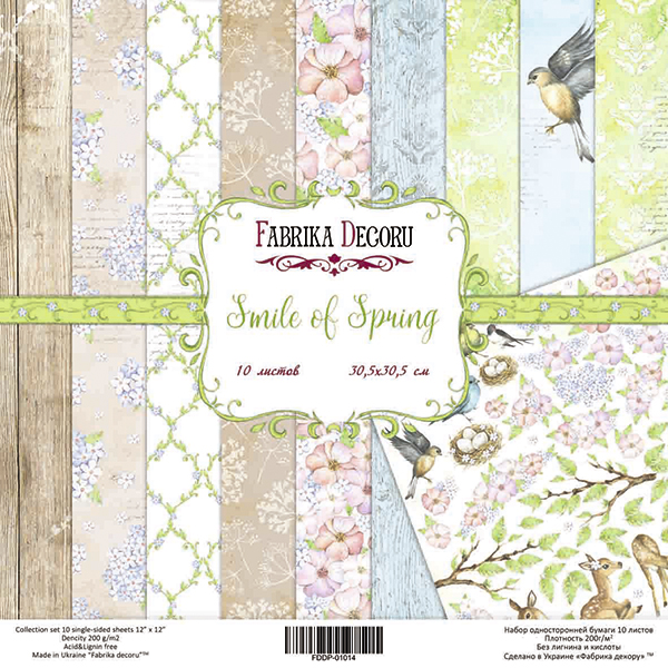 Doppelseitig Scrapbooking Papiere Satz Smile of Spring, 30.5 cm x 30.5cm, 10 Blätter - Fabrika Decoru