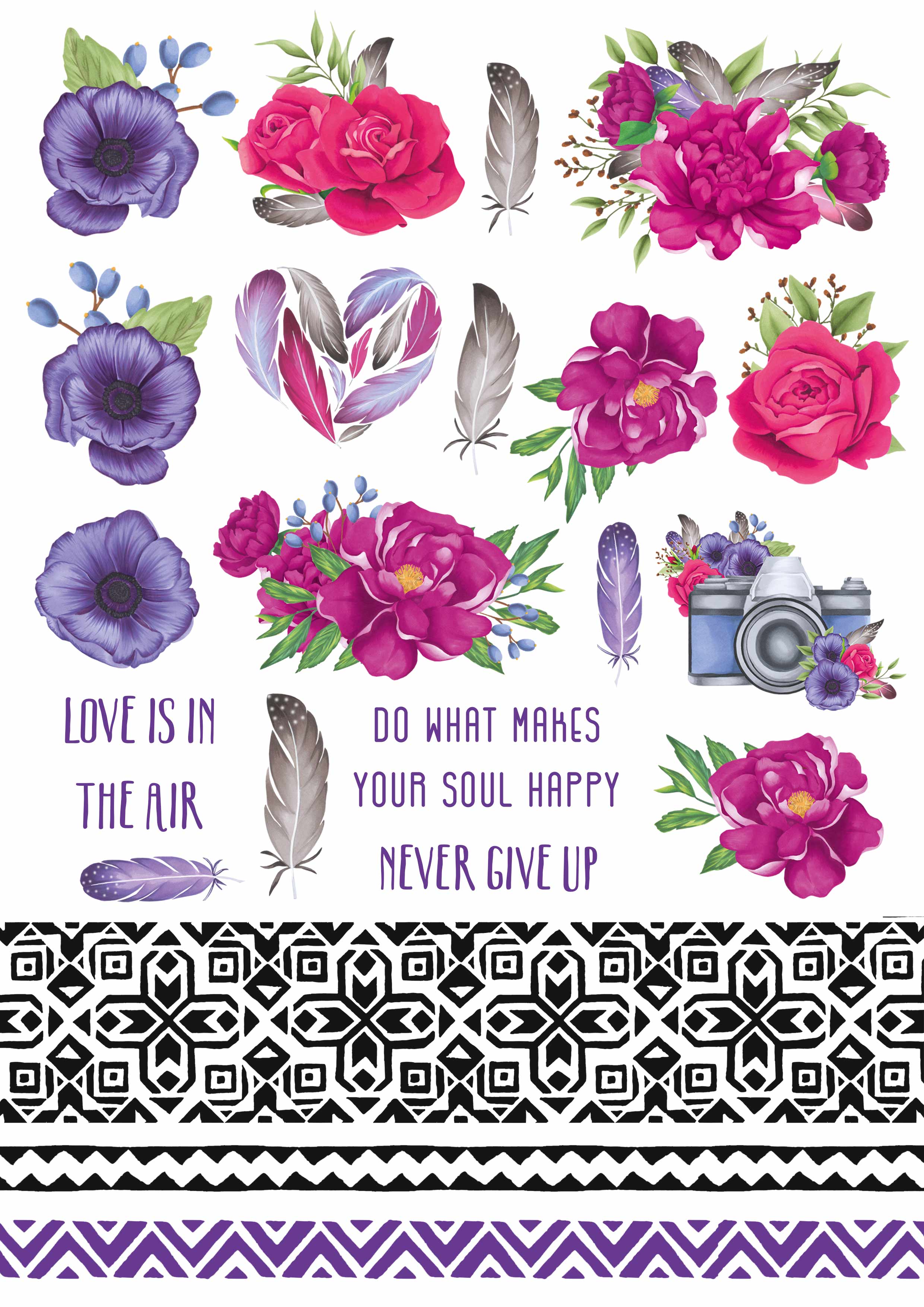 Overlay z nadrukiem do scrapbookingu, „Mind Flowers” - Fabrika Decoru