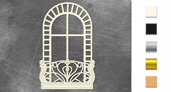 Chipboard embellishments set, Arched window FDCH-573