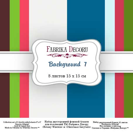 Doppelseitiges Scrapbooking-Papier-Set Hintergründe 7, 15 cm x 15 cm , 8 Blätter - Fabrika Decoru