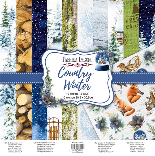 Zestaw papieru do scrapbookingu Country winter, 30,5 cm x 30,5 cm - Fabrika Decoru