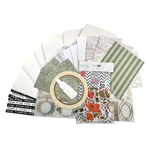 Zestaw DIY do stworzenia 6 kartek okolicznościowych "Różane marzenia", 12 cm x 15 cm - foto 0  - Fabrika Decoru