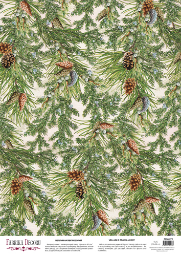 Deco vellum colored sheet Coniferous branches, A3 (11,7" х 16,5")