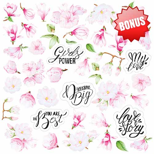 Doppelseitig Scrapbooking Papiere Satz Magnolia in Bloom, 30.5 cm x 30.5cm, 10 Blätter - foto 0  - Fabrika Decoru