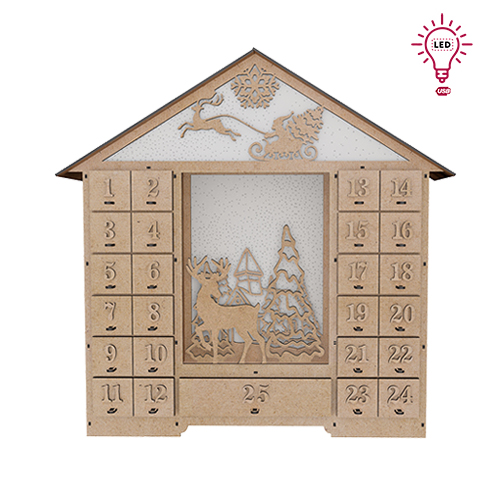 Kalendarz adwentowy "Wróżkowy domek z figurkami" na 25 dni z cyferkami objętościowymi, LED, DIY - foto 14  - Fabrika Decoru