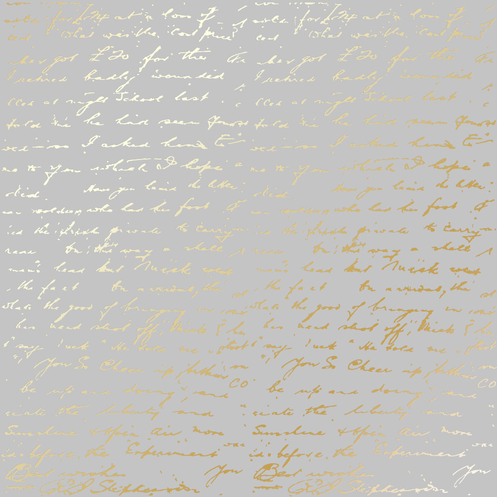 Sheet of single-sided paper with gold foil embossing, pattern "Golden Text Gray"