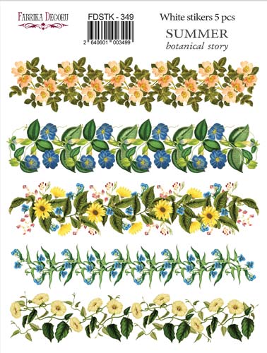 Aufkleberset 5 Stück Summer botanical story #349 - Fabrika Decoru