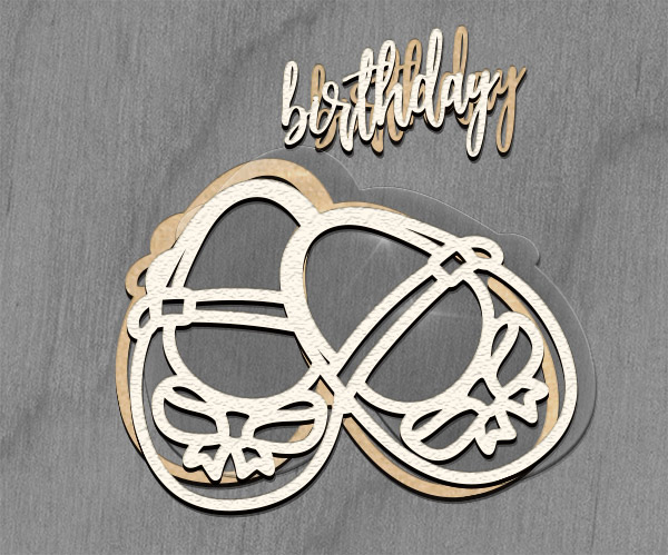 Mega Shaker Maßset, 15cm x 15cm, Figurenrahmen Booties - Geburtstag - Fabrika Decoru